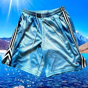 Champion Men's Jersey Shorts With Pockets - Tie Dye Light Blue Striped Sz Large